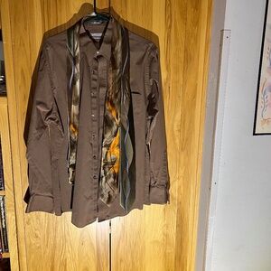 Brown dress shirt with 2 ties